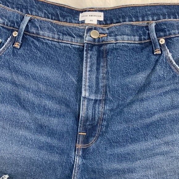 Good American Good 90’s High Waisted Denim Jean Frayed Cut Off Shorts Plus Sz 20 - Picture 5 of 13